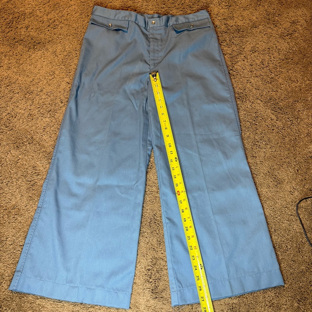 Vintage 70s Mens Knit Pants Blue USA ~34 P35